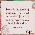Peace Is The Result Of Retraining Your Mind To Process Life
