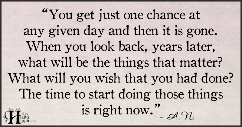 You Get Just One Chance At Any Given Day - ø Eminently Quotable ...