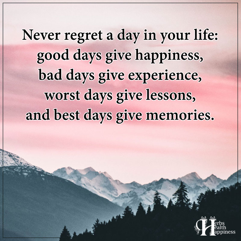 Never Regret A Day In Your Life - ø Eminently Quotable - Quotes - Funny ...